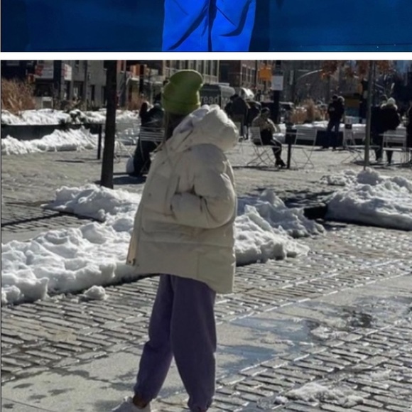 Zara oversized hooded ecru cream neutral puffer jacket Parka pocket size XS NWT - Picture 10 of 16